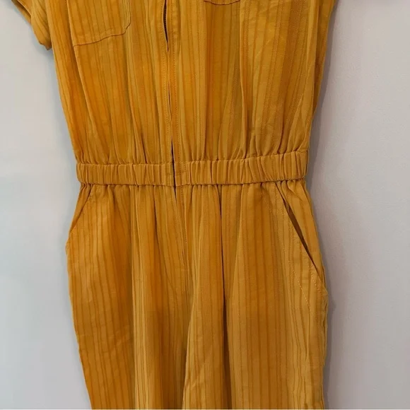 Trina Turk Evenfall Jumpsuit Honey Mustard Yellow Short Sleeve Cropped Size XS - Picture 6 of 11